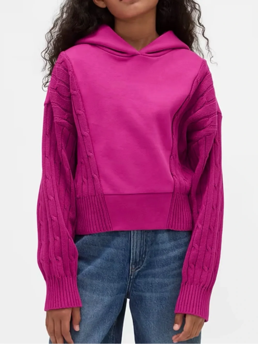 GAP Kids VintageSoft Mixed Media Hoodie Pink Size Small NWT